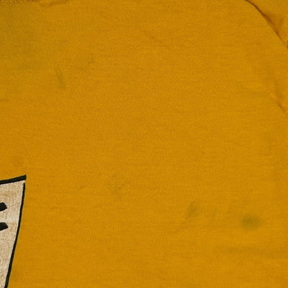 Vintage 70s Steer N Stein Stay Off Grass Drink Wine T Shirt Yellow XS X-Small