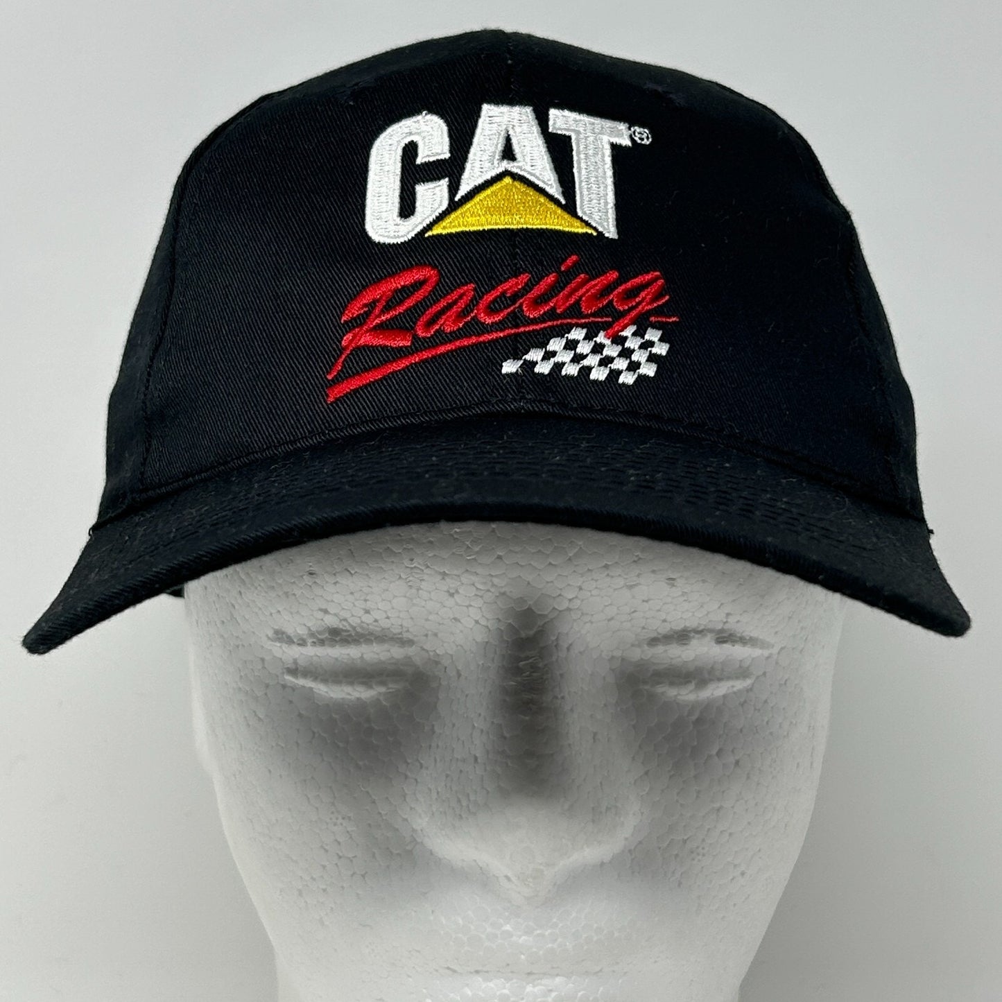 Vintage 90s CAT Racing NASCAR Hat Cap Caterpillar Auto Racing Snapback Black
