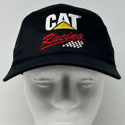 Vintage 90s CAT Racing NASCAR Hat Cap Caterpillar Auto Racing Snapback Black