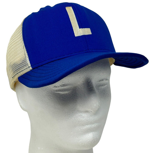 Gorra de béisbol estilo camionero con la letra L de los años 80, estilo vintage, color azul, de AJD, con cierre trasero de malla y seis paneles