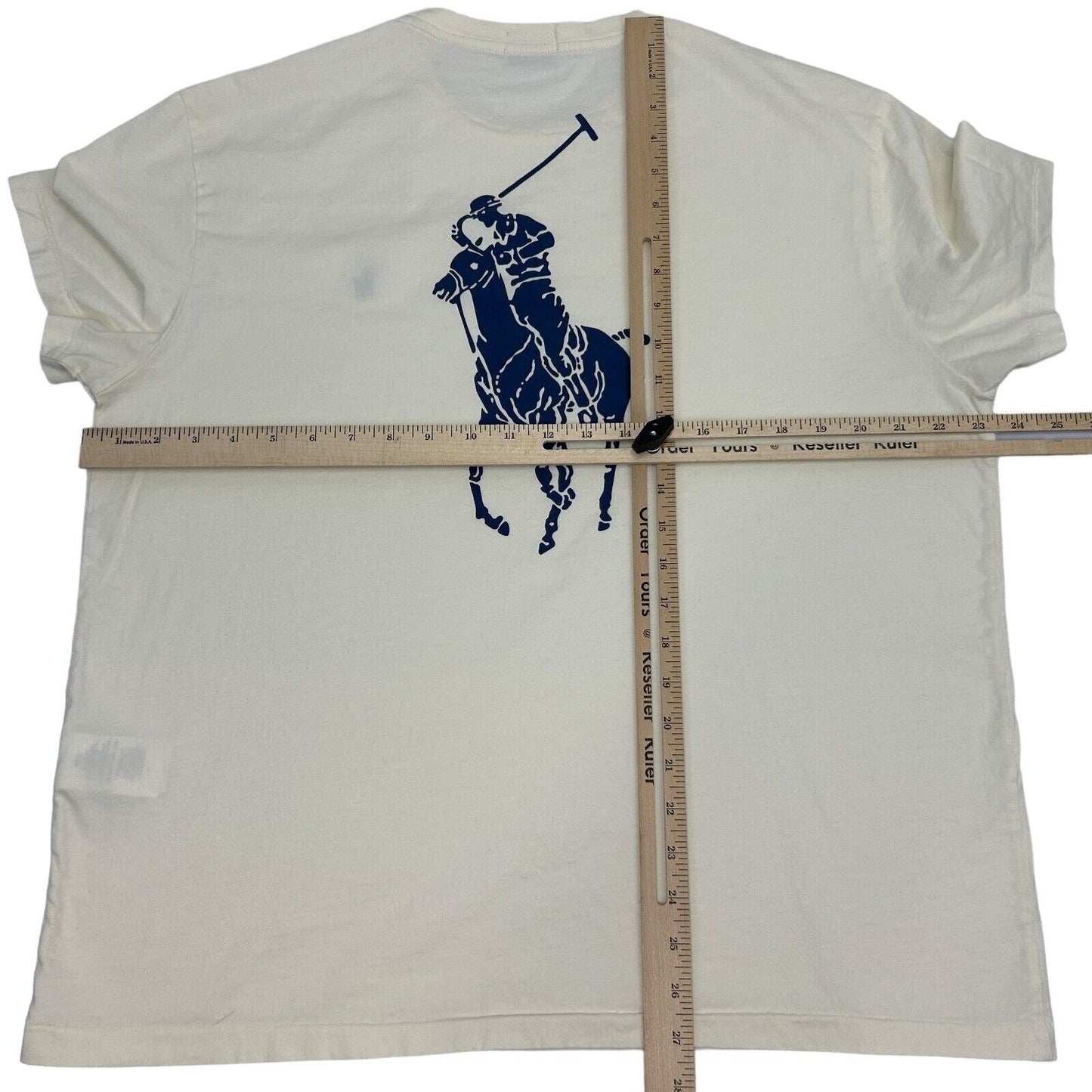 Polo Ralph Lauren T Shirt Large Authenticated Big Pony Classic Fit Mens Ivory