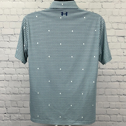 Under Armour Playoff 2.0 Golf Flags Polo Shirt M Medium Blue Green Loose Fit