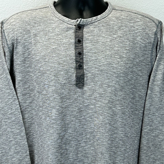 Lucky Brand Henley T Shirt Long Sleeve Gray L Large