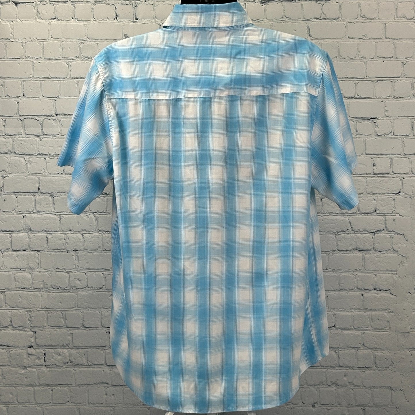 Dixxon Flannel Co Bel Air Pearl Snap Button Front Shirt SS Plaid Blue XL X-Large