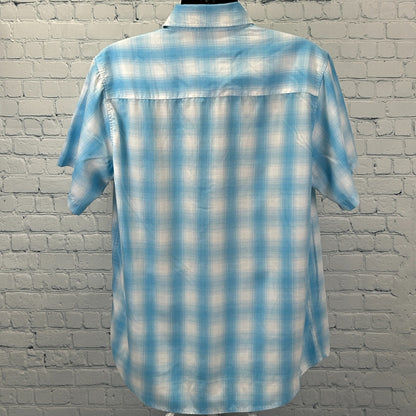 Dixxon Flannel Co Bel Air Pearl Snap Button Front Shirt SS Plaid Blue XL X-Large