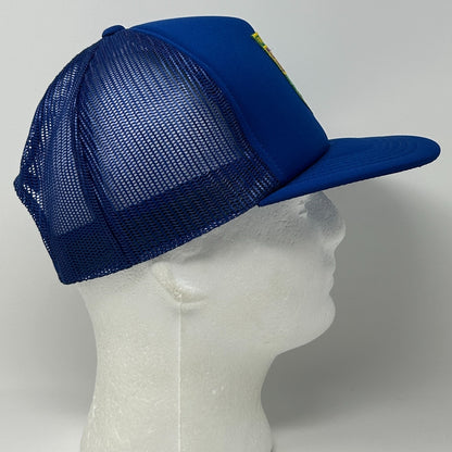 Vintage 80s Winnipeg Canada Trucker Hat Baseball Cap Canadian Blue Mesh Snapback