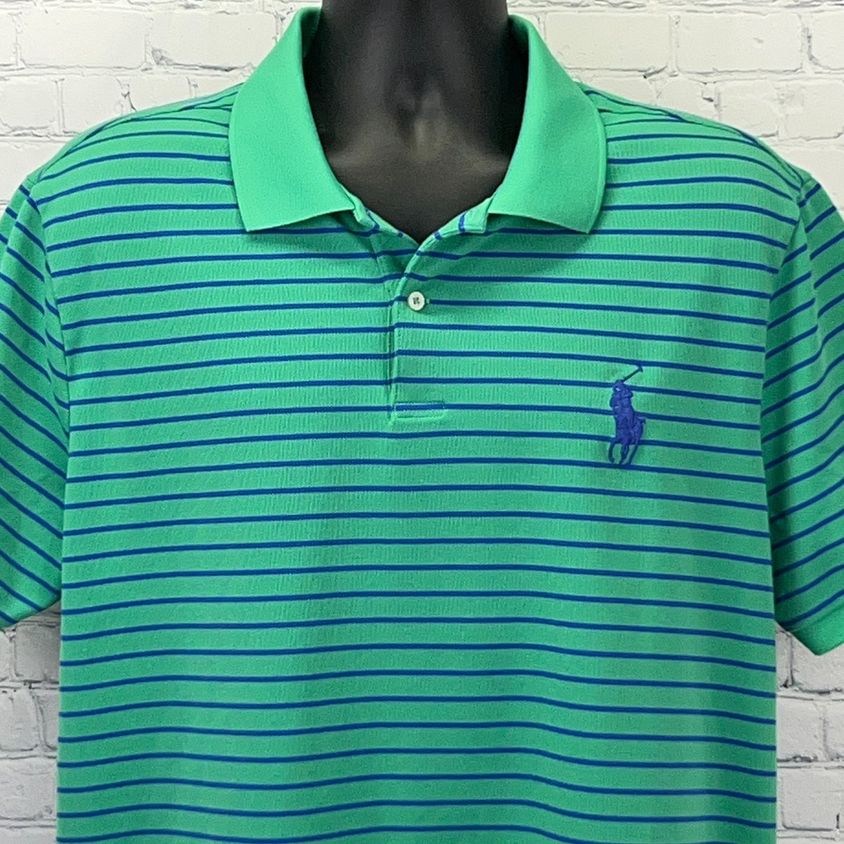 Polo Golf Ralph Lauren Polo Shirt Mens 2XL XXL Green Blue Stripe Performance