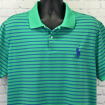 Polo Golf Ralph Lauren Polo Shirt Mens 2XL XXL Green Blue Stripe Performance