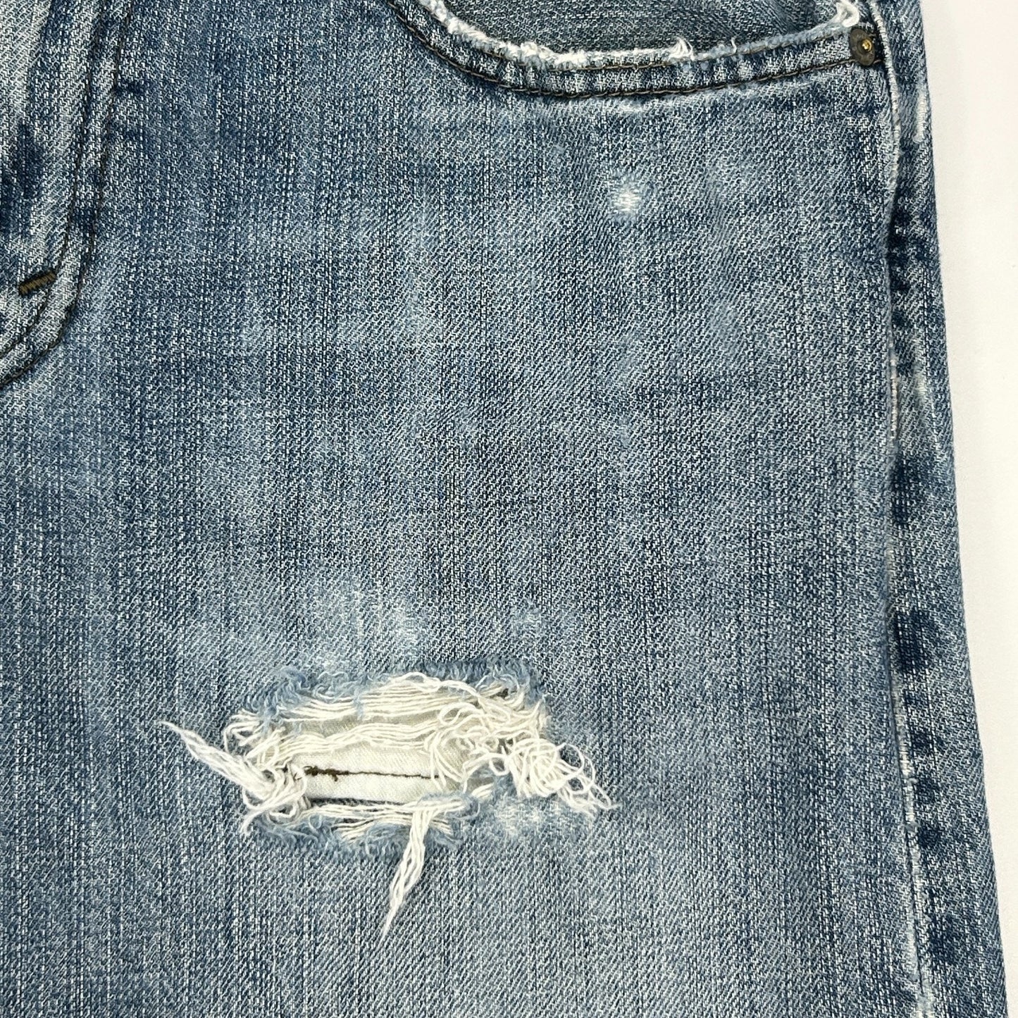 Levis 514 Straight Fit Jeans Distressed Levi Strauss Denim Blue Mens 32x32