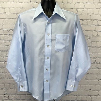Vintage 70s Landmark Button Front Dress Shirt 15 1/2 M Medium Big Collar Disco