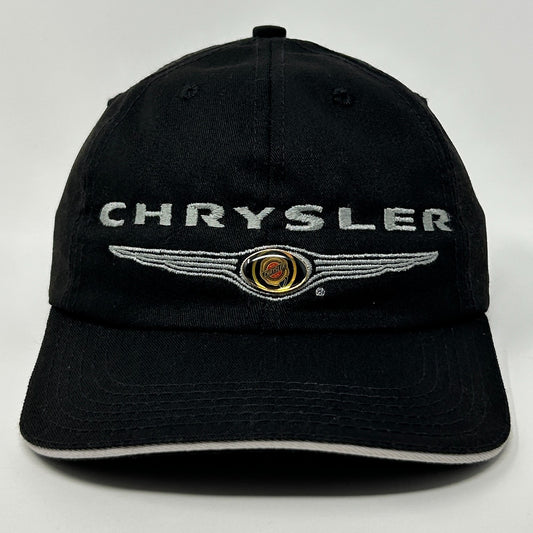 Vintage 90s Chrysler Hat Baseball Cap Cars Automobiles USA Made Strapback Black