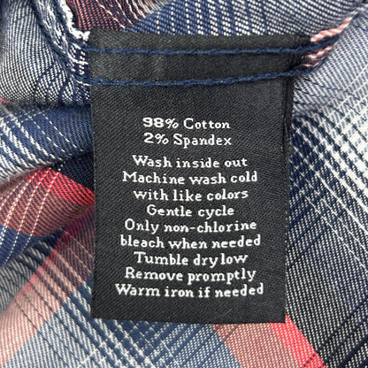 Rock & Republic Button Front Shirt Roll Tab Long Sleeve Plaid Red Mens S Small