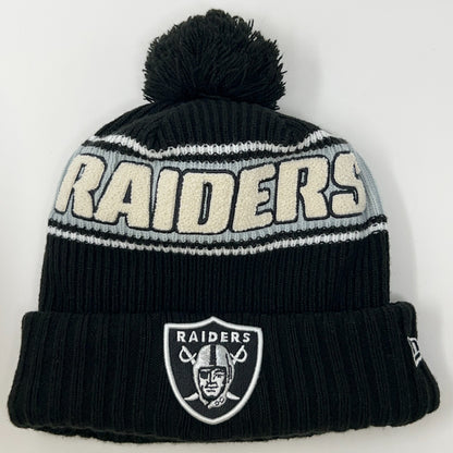 Las Vegas LV Raiders Cuffed Pom Pom Beanie Toque Winter Hat NFL New Era Black