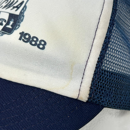 Vintage 80s CWA Communications Workers Trucker Hat Baseball Cap Snapback Blue - Neon Vintage