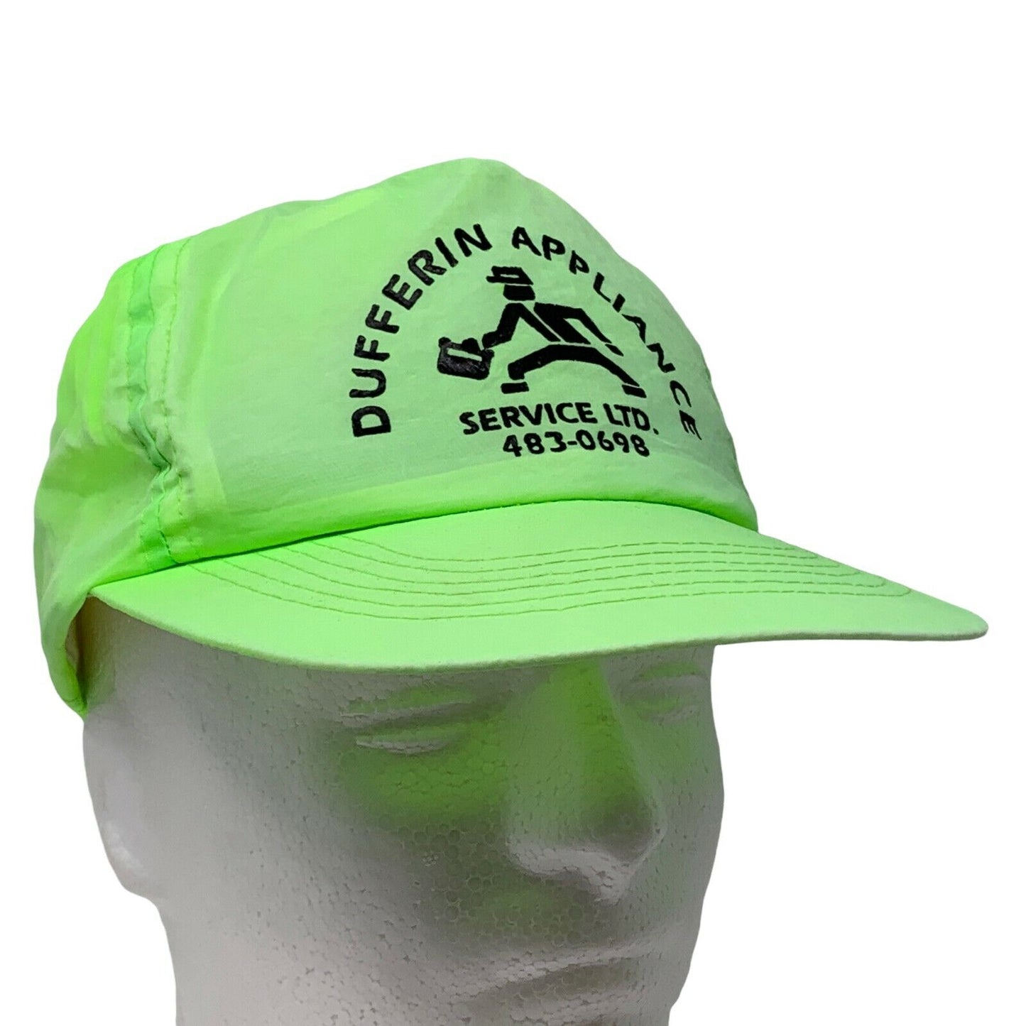 Dufferin Appliance Service Inc Snapback Hat Vintage 90s Neon Green Baseball Cap