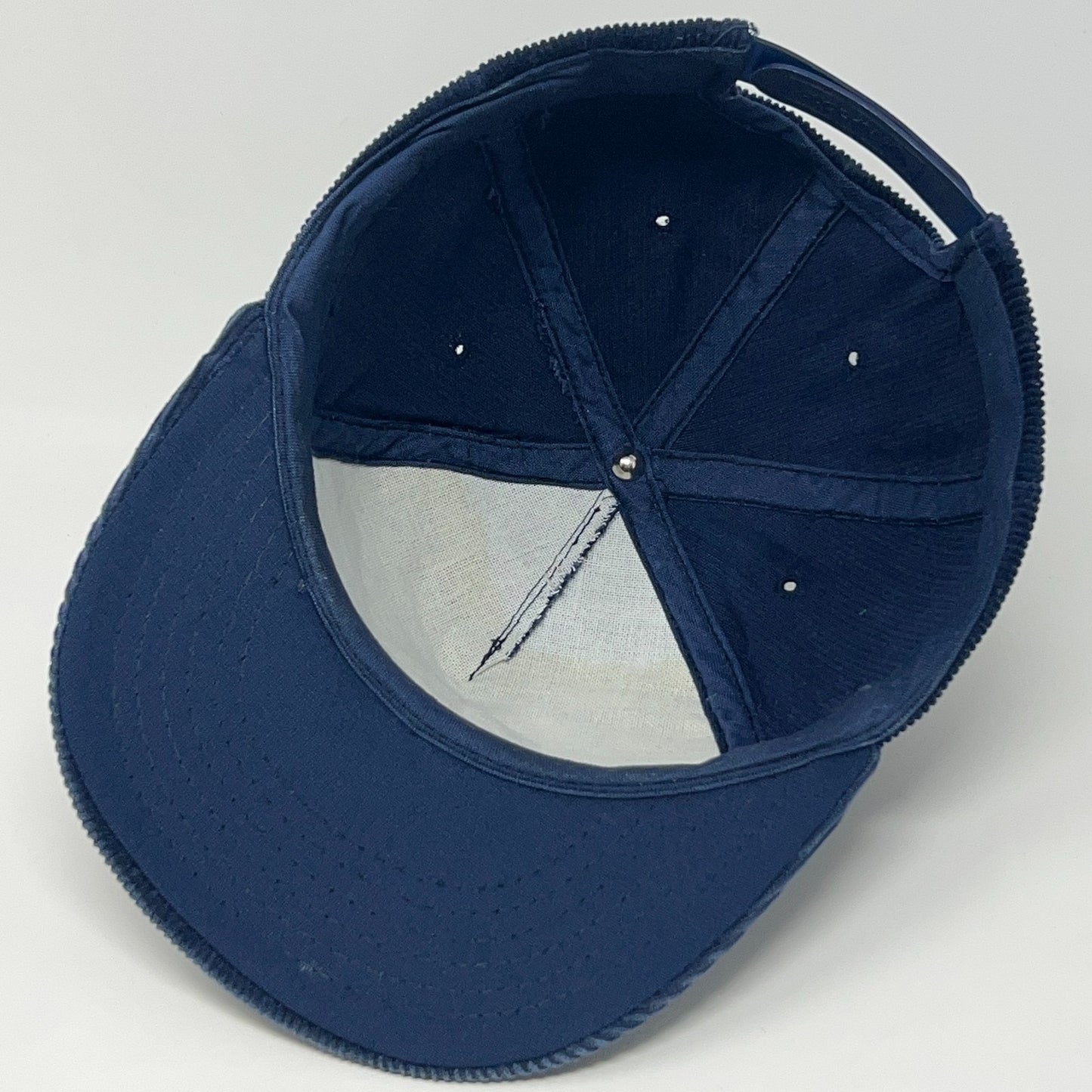 Vintage 90s Notre Dame Fighting Irish Hat Baseball Cap Corduroy Snapback Blue
