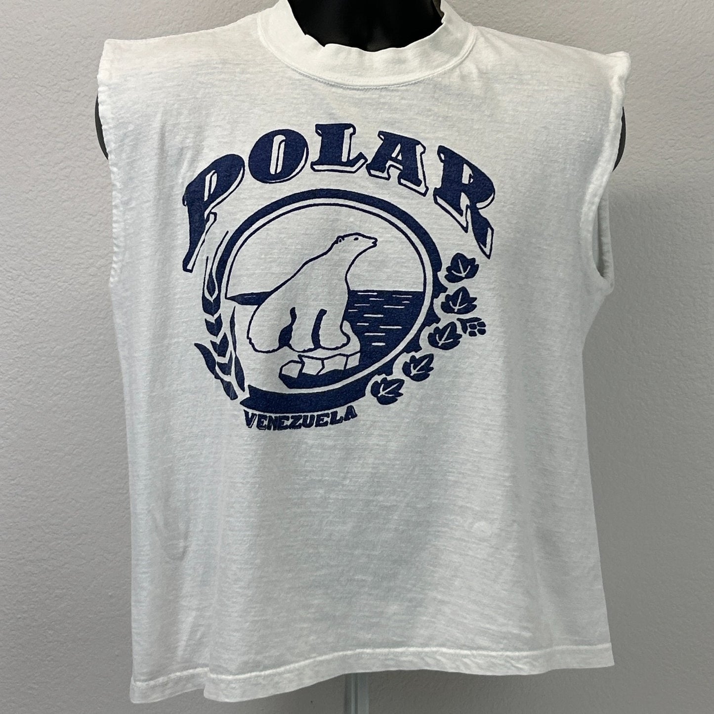 Vintage 80s 90s Empresas Polar Argentina T Shirt Bear Sleeveless White M Medium