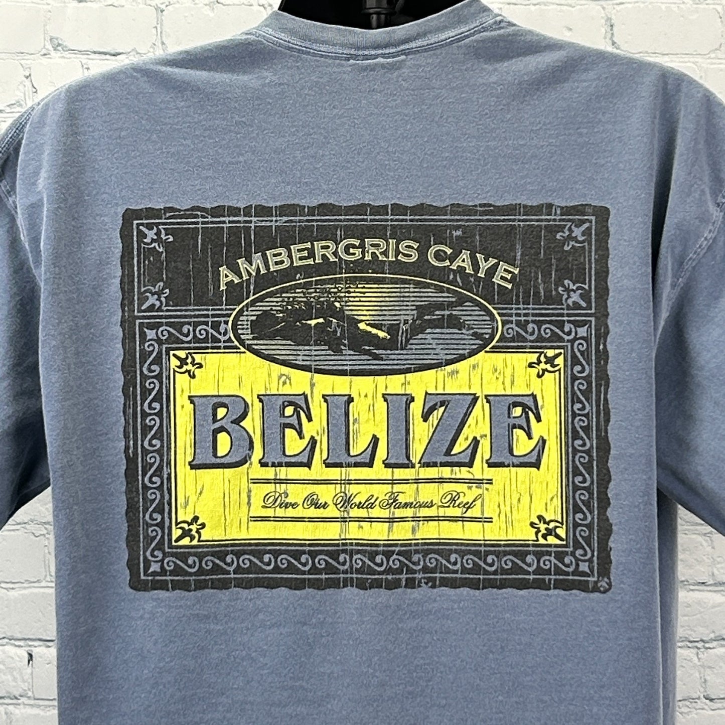 Ambergris Caye Belize T Shirt SCUBA Diving Diver Blue Tee Mens XL X-Large