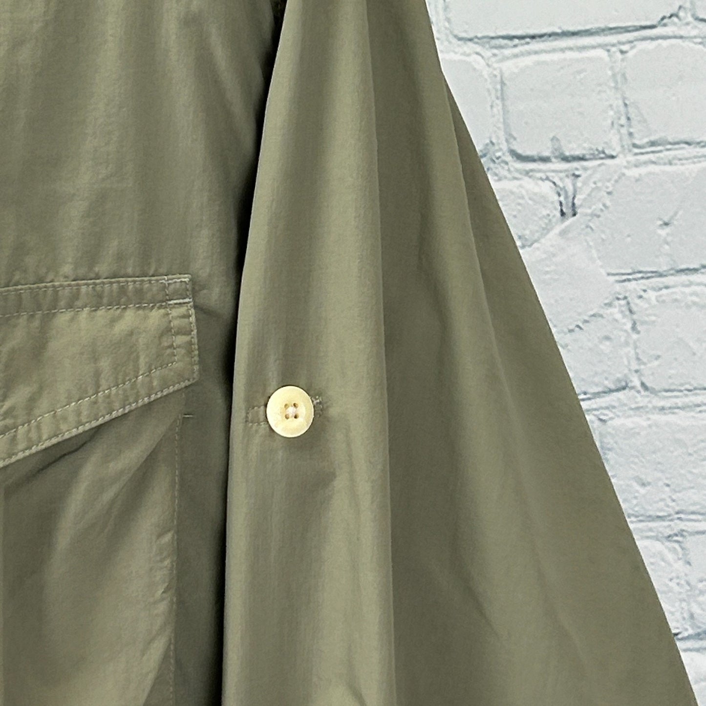 Orvis Button Front Shirt Long Fishing Roll Tab Sleeves Vented Green Mens L Large