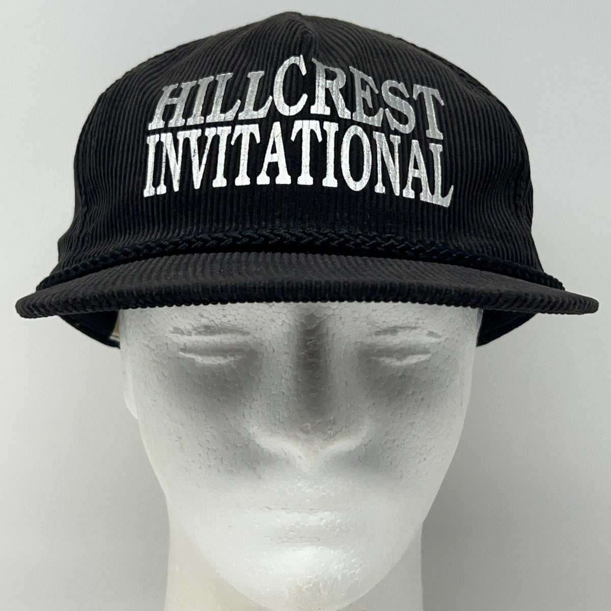Vintage Hillcrest Invitational Black Corduroy Rope Snapback Baseball Hat Cap