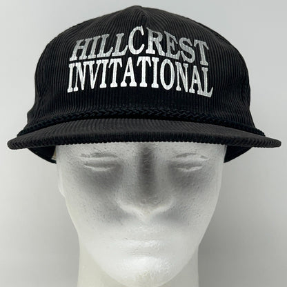 Vintage Hillcrest Invitational Black Corduroy Rope Snapback Baseball Hat Cap
