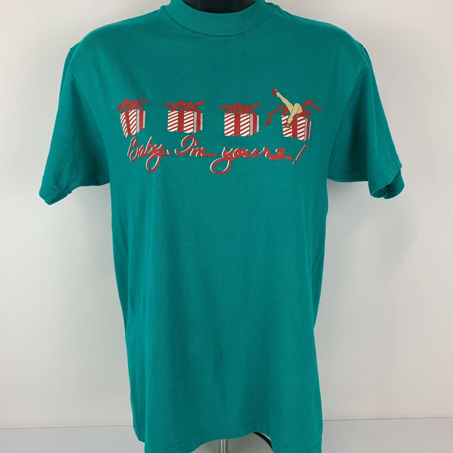 Christmas Baby I'm Yours Vintage 80s Womens T Shirt Holiday USA Tee Unisex Small