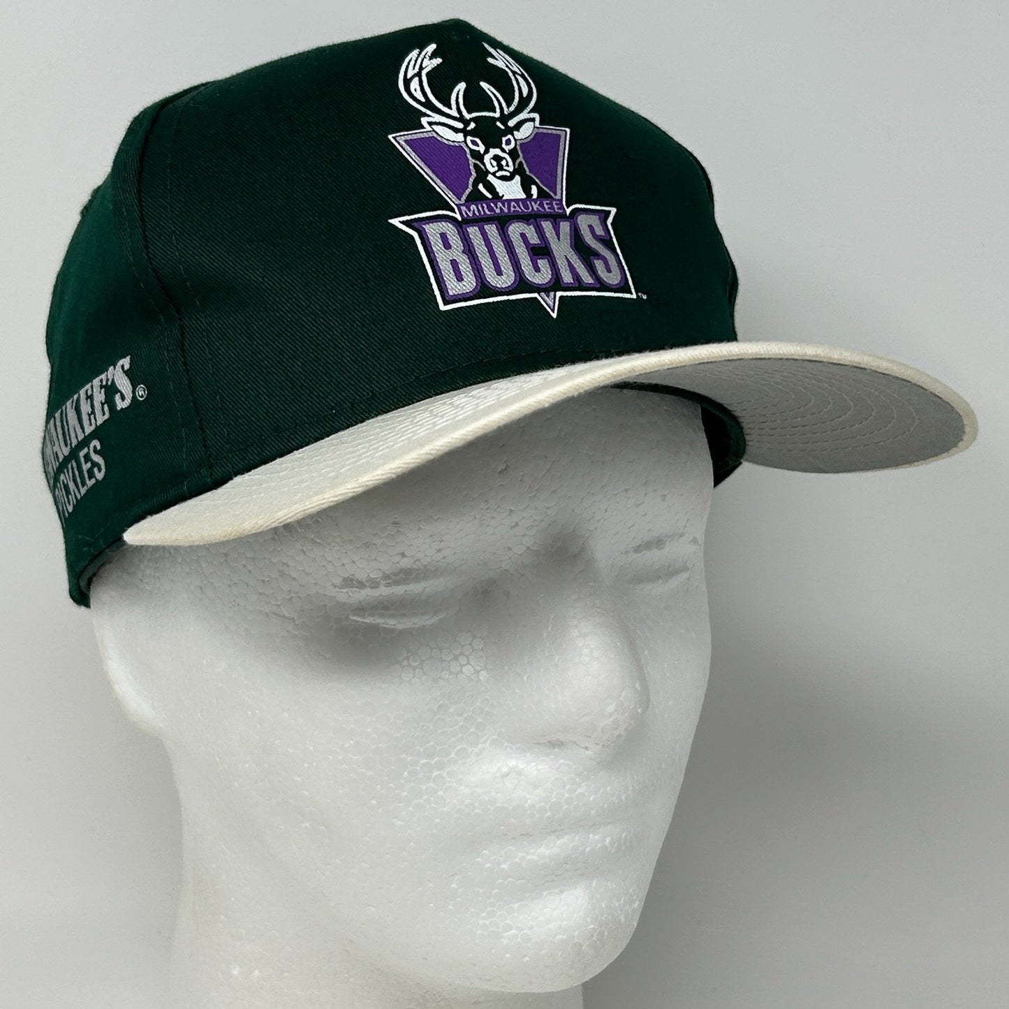 Vintage 90s Milwaukee Bucks Hat Baseball Cap Milwaukees Pickles Snapback Green