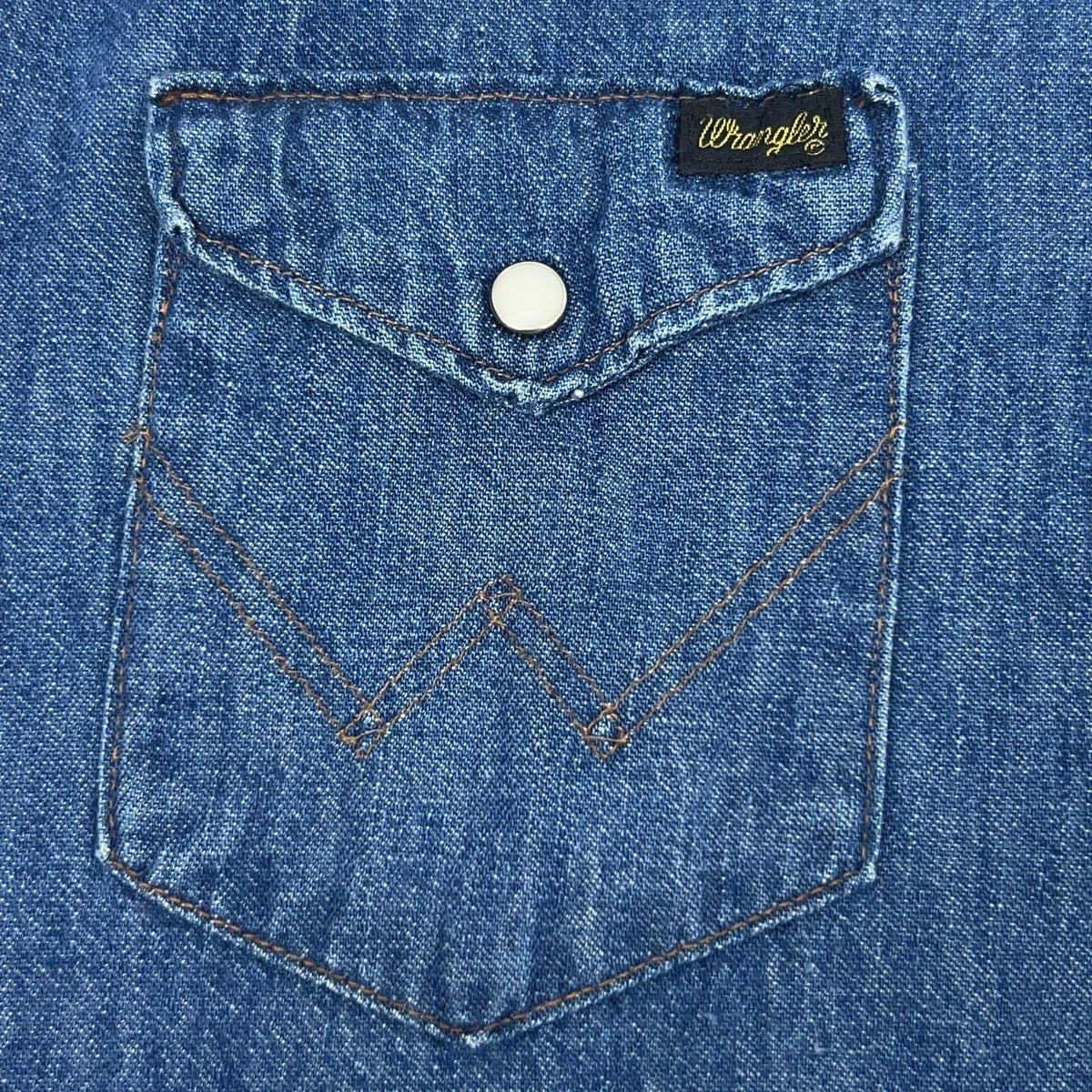 Vintage Wrangler Harley Davidson Denim Western Shirt M Medium USA Pearl Snap