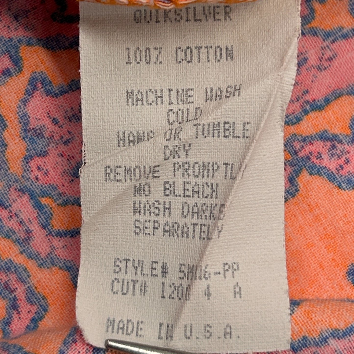 Vintage 80s 90s Quiksilver Button Front Shirt Surfer USA Blaze Orange M Medium