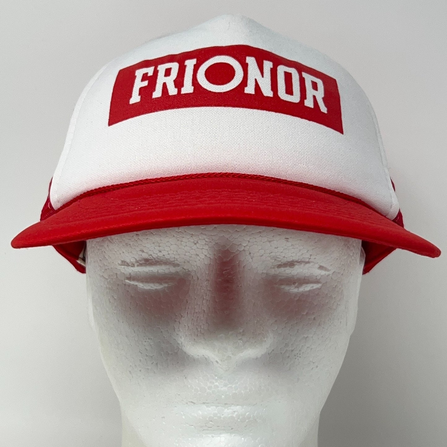 Vintage 80s Frionor Seafood Trucker Hat Baseball Cap Fish Mesh Snapback Red