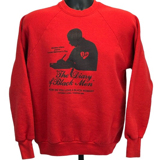 Vintage 80s The Diary of Black Men Sweatshirt Mens M Medium Red African American - Neon Vintage