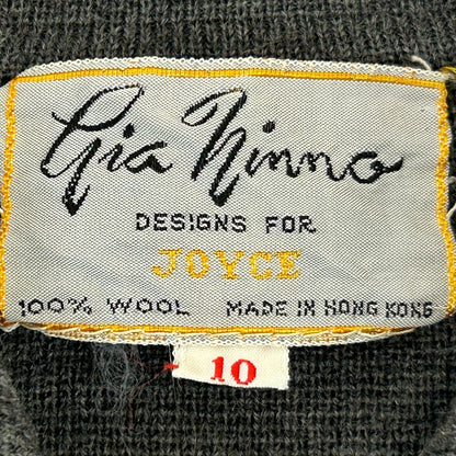 Gia Ninno For Joyce 复古 60 年代女式羊毛领毛衣米色灰色小号