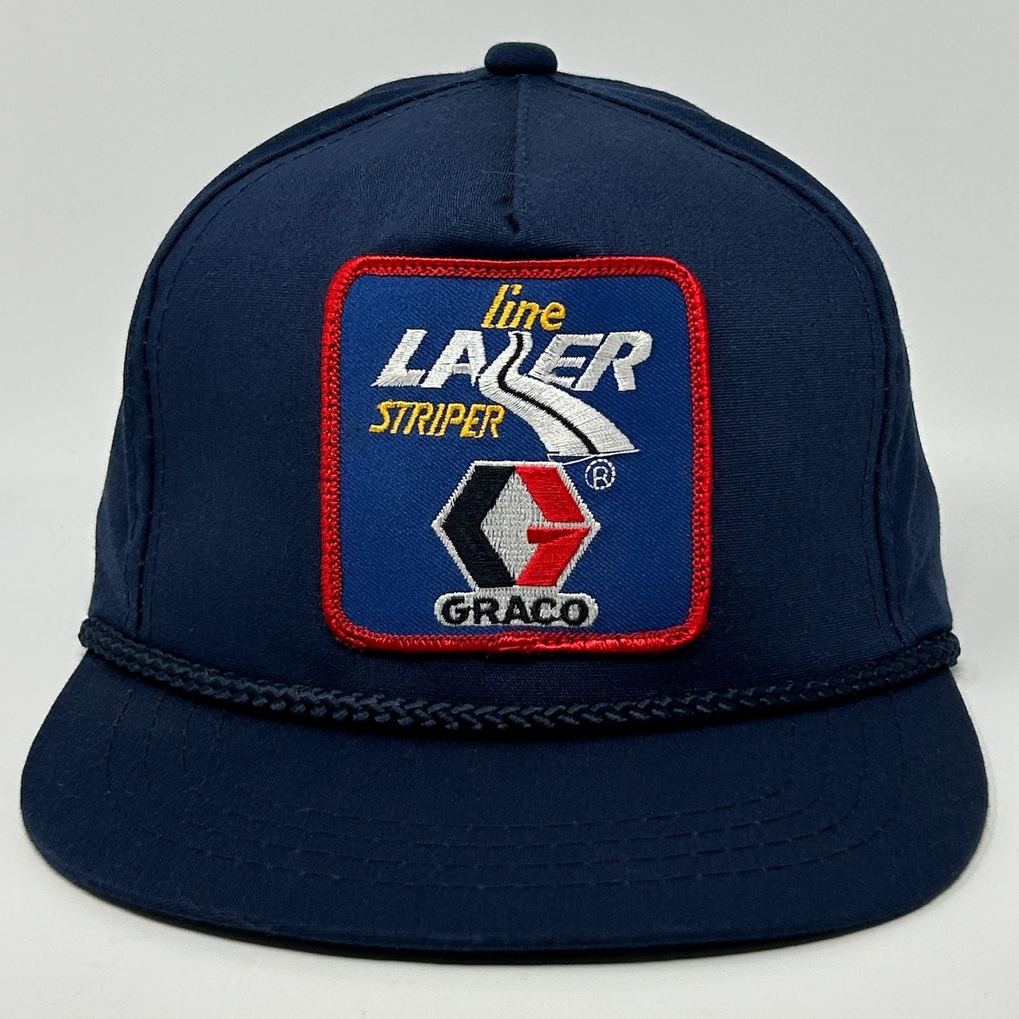 Vintage 80s Graco LineLazer Line Striper Hat Baseball Cap Rope Snapback Blue