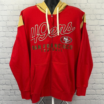 San Francisco 49ers Hoodie L Large Red Hooded Sweatshirt Full Zip G-III Pockets