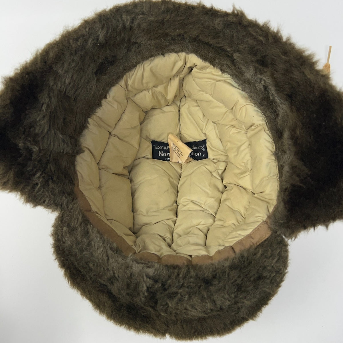 Vintage Norm Thompson Goose Down Trapper Hat L Large Brown Insulated Winter Cap