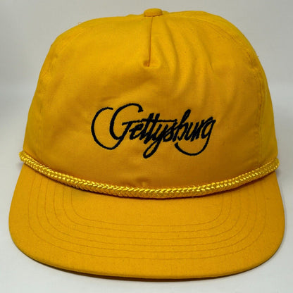 Gettysburg Vintage 90s Hat Yellow Civil War Rope Corded Snapback Baseball Cap
