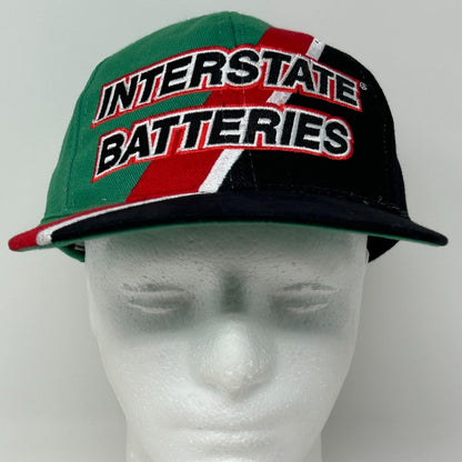 Vintage NASCAR Interstate Batteries Racing Baseball Hat Cap 90s Green Snapback