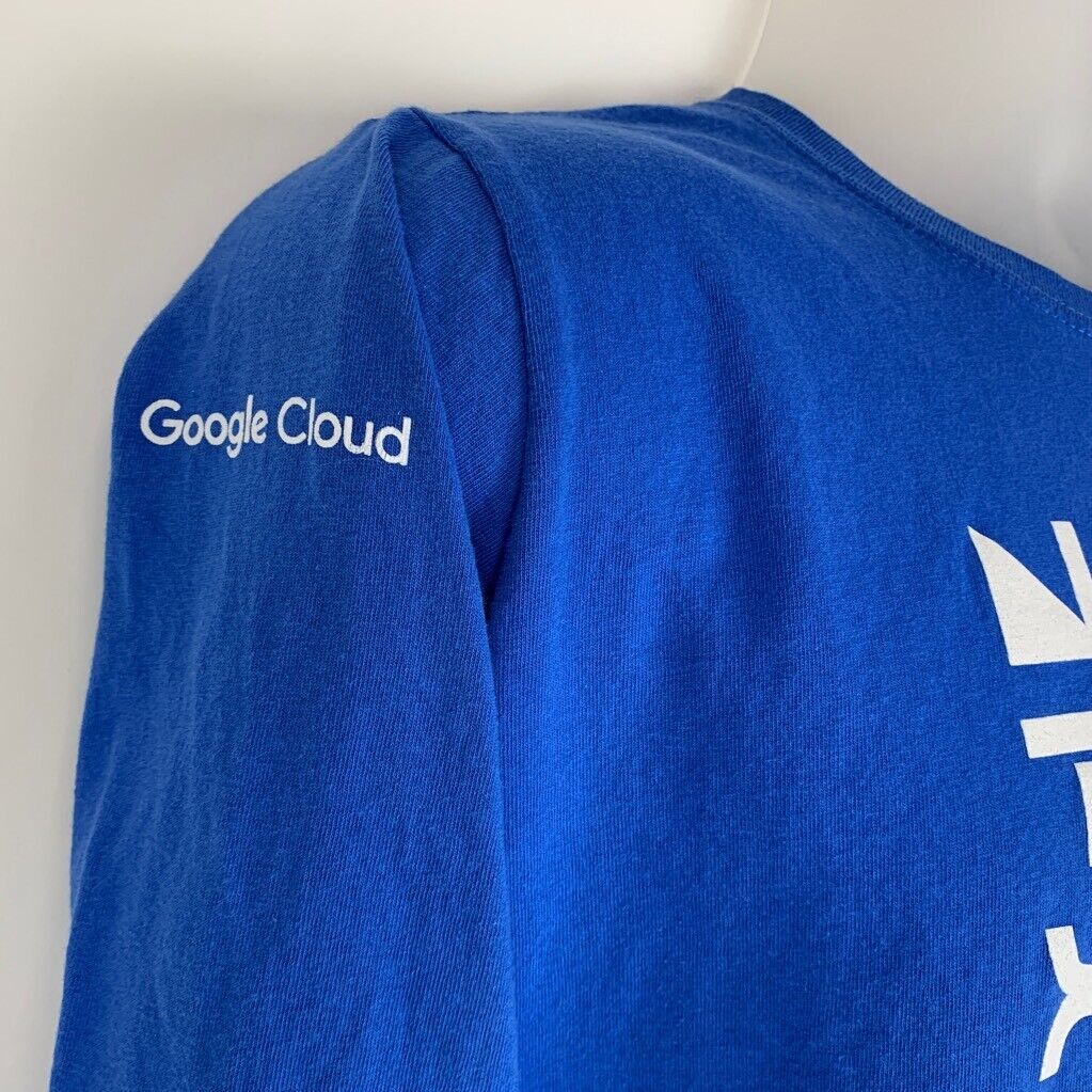 Camiseta para mujer Google Cloud azul Next Internet Tech Computer Employee Tee grande