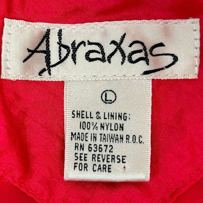 Abraxas Womens Vintage 80s Jacket Large Puffy Shoulder Pads Windbreaker Pink Red