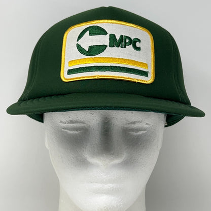 Vintage 80s MPC Patch Trucker Hat Baseball Cap Snapback Green Full Foam