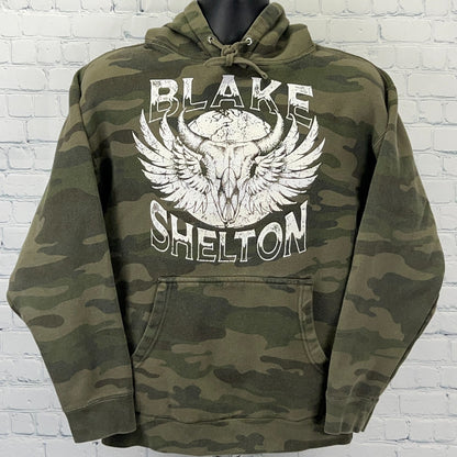 Blake Shelton Friends and Heroes Hoodie Hooded Sweatshirt Camo Green M Medium