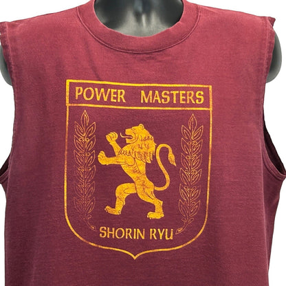 Camiseta vintage de karate Shorin Ryu de Power Masters, de artes marciales, de los años 90, para hombre, color rojo