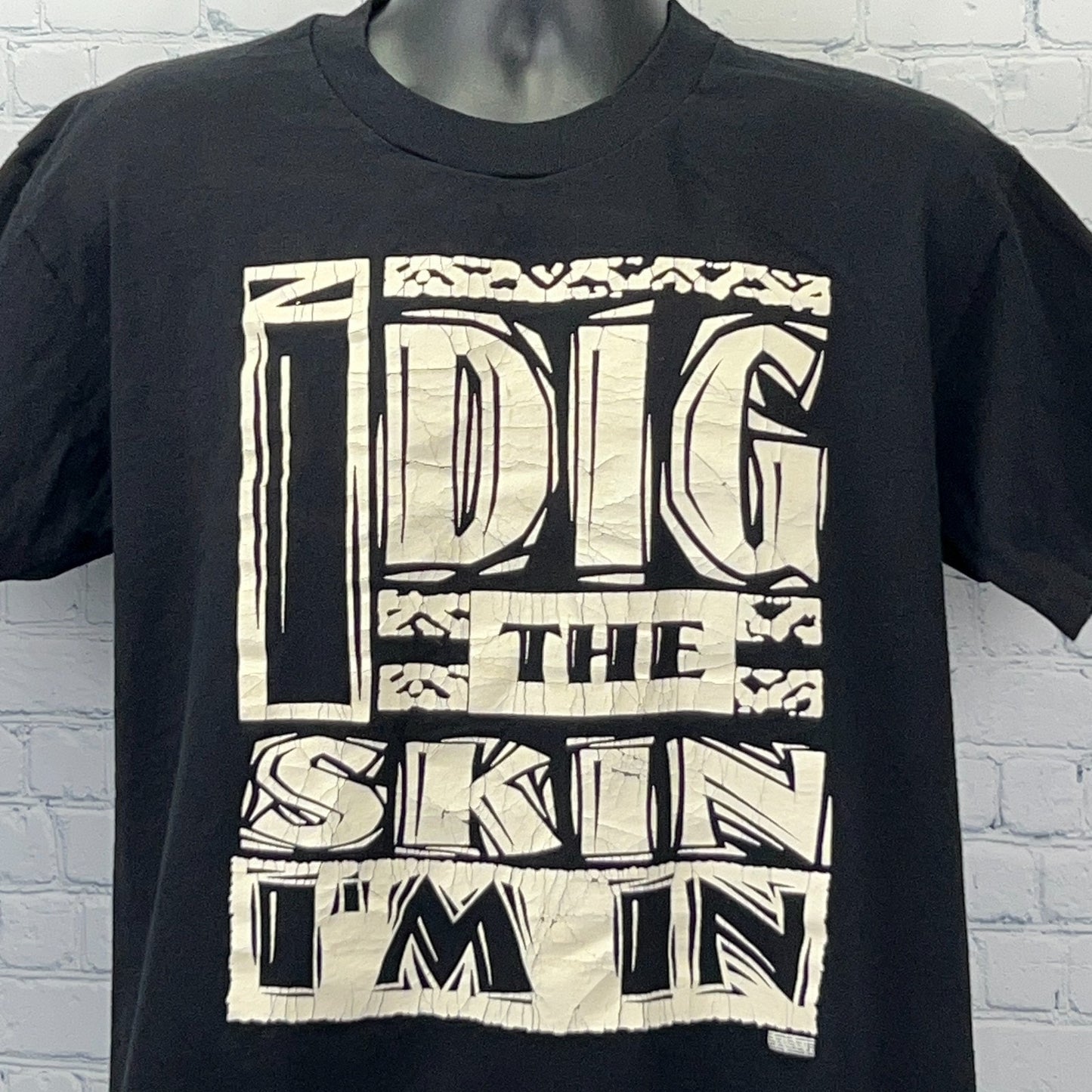 Vintage 90s I Dig the Skin I'm In T Shirt African American Pride Black L Large