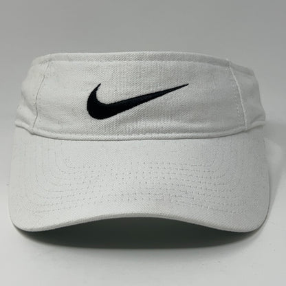 Nike Swoosh Logo Just Do It Visor Hat Cap Tennis Golfer Golfing Strapback White