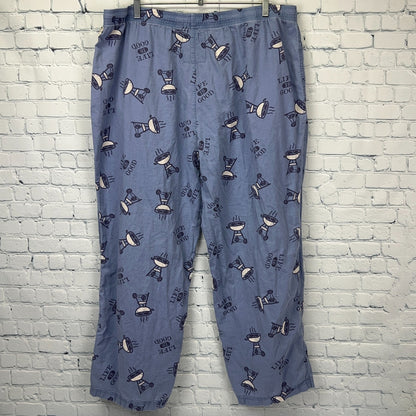 Life is Good Sleep Lounge Pants Charcoal BBQ Barbeque Grill Blue Mens L Large