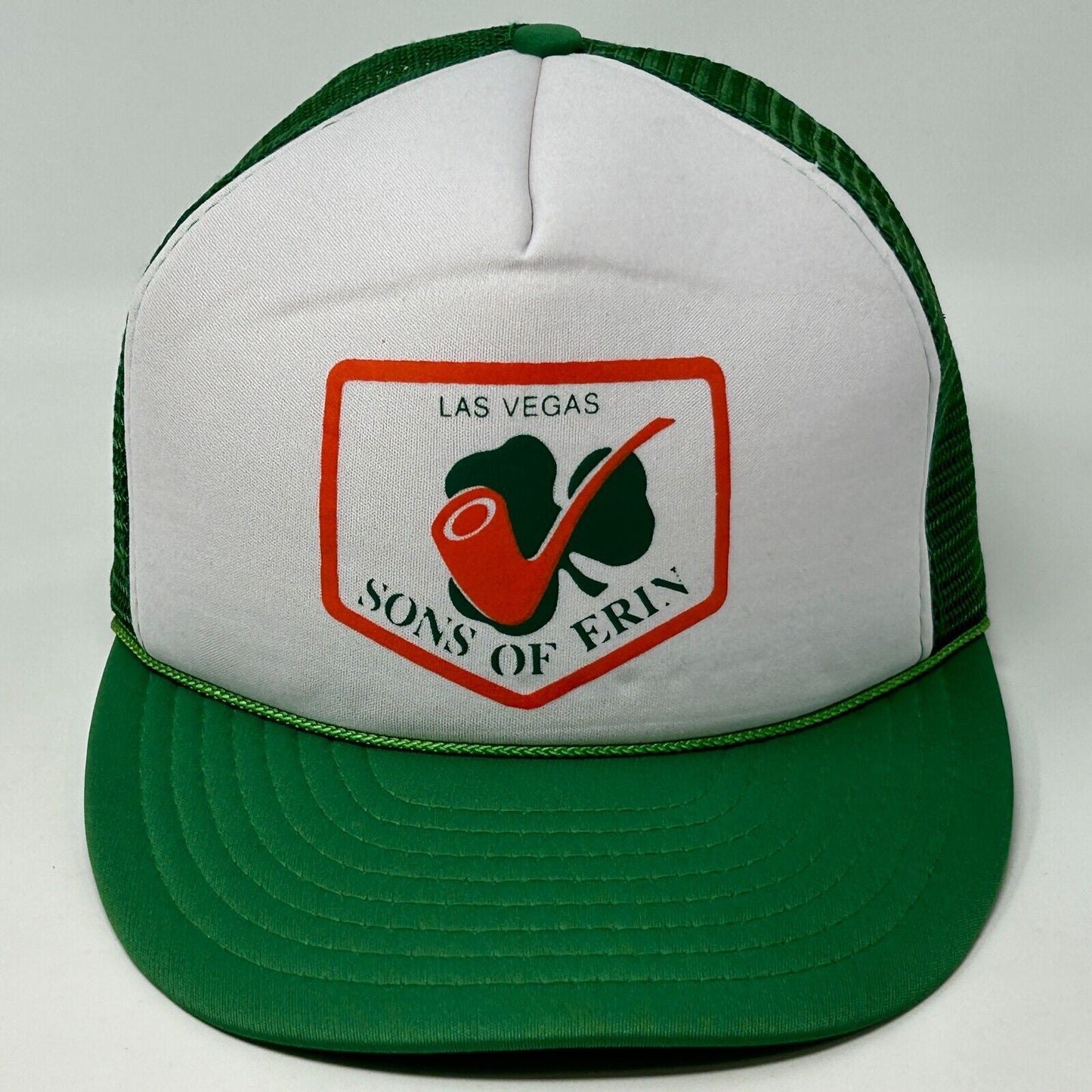 Gorra de camionero Sons of Erin Las Vegas, gorra de béisbol verde vintage de los años 90 con cierre trasero de estilo irlandés