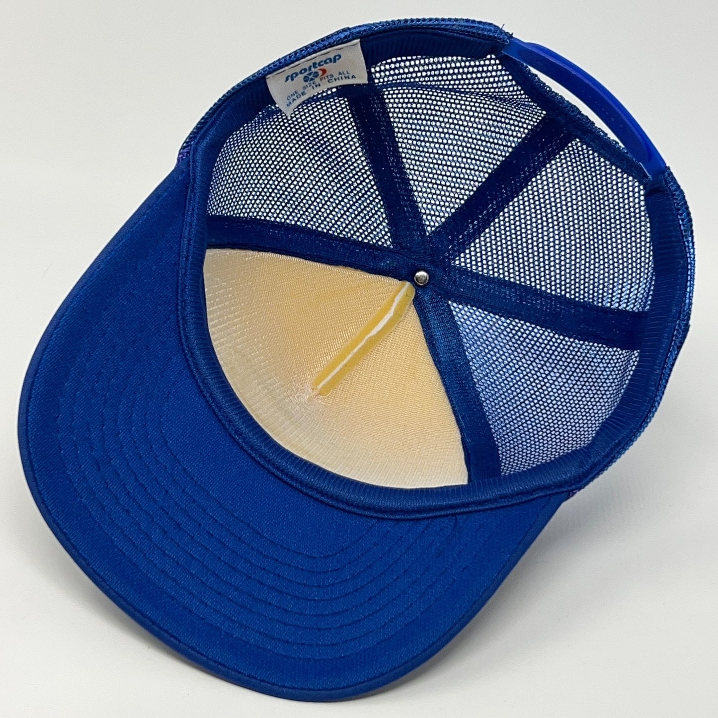 Vintage 80s Izorline Fishing Line Trucker Hat Baseball Cap Shark Snapback Blue