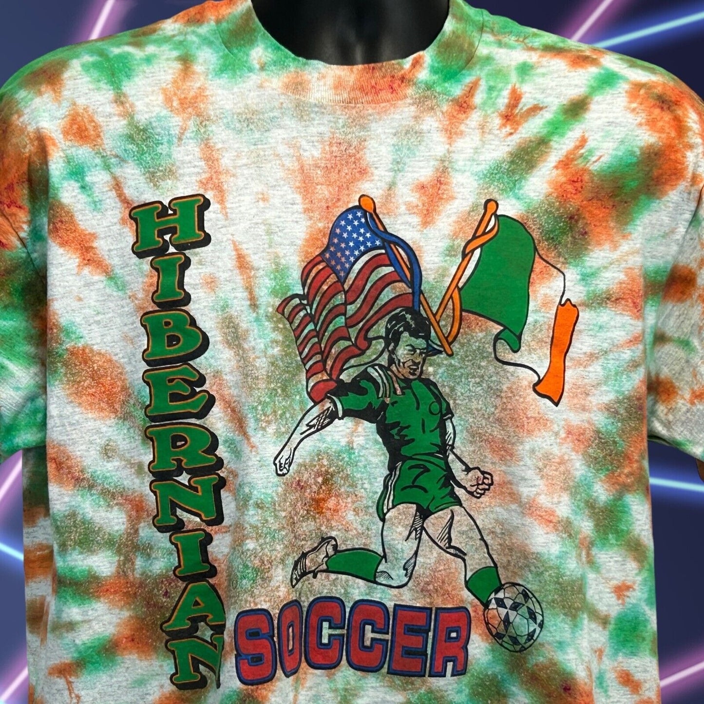 Vintage Hibernian Football Club T Shirt Large 90s Soccer Hibs FC USA Mens Gray