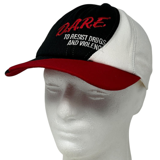 Vintage 90s DARE To Resist Drugs and Violence Hat Cap USA Made Strapback White
