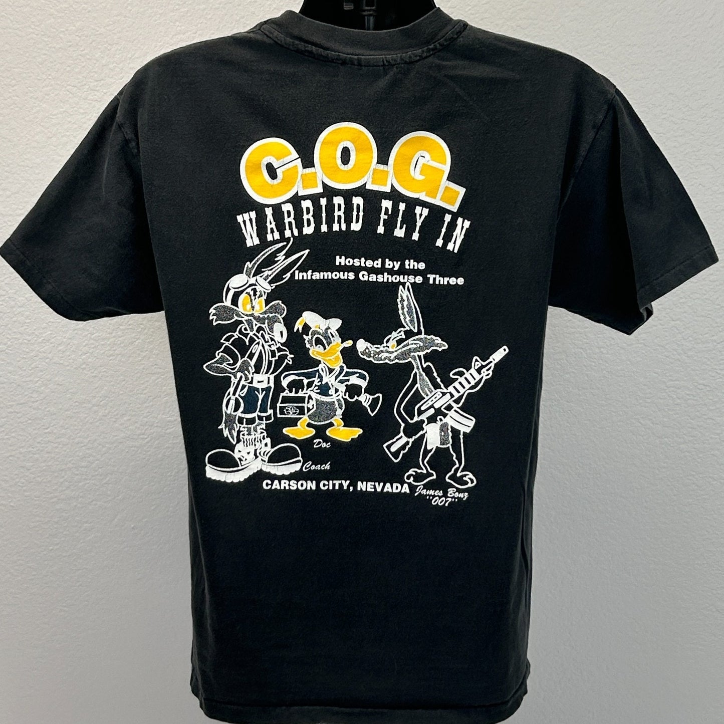 Vintage 90s COG T-28 Warbird Fly In T Shirt Carson City USAF Black Tee L Large